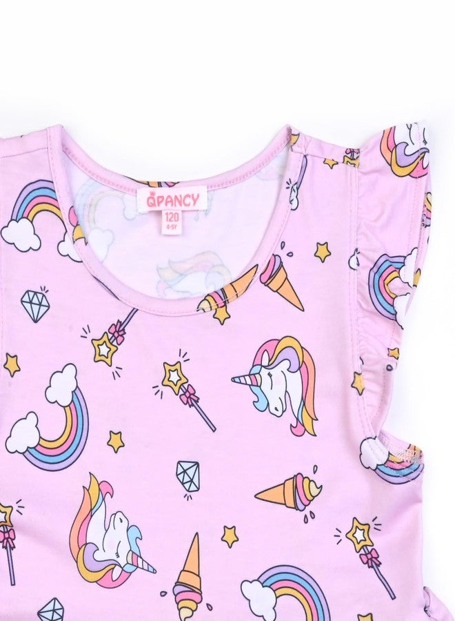QPANCY Unicorn Dresses for Little Girls Summer Sun Swing Elastic Waist Dress Cloth 4t 5t - Image 3